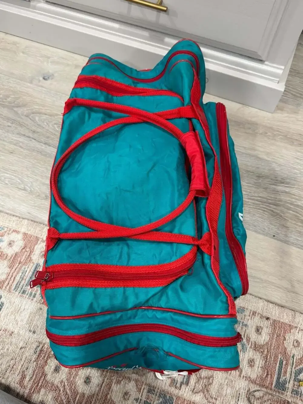 Vintage Molson Dry Special Dry Duffel Bag Teal Red Retro Gym Travel Weekender